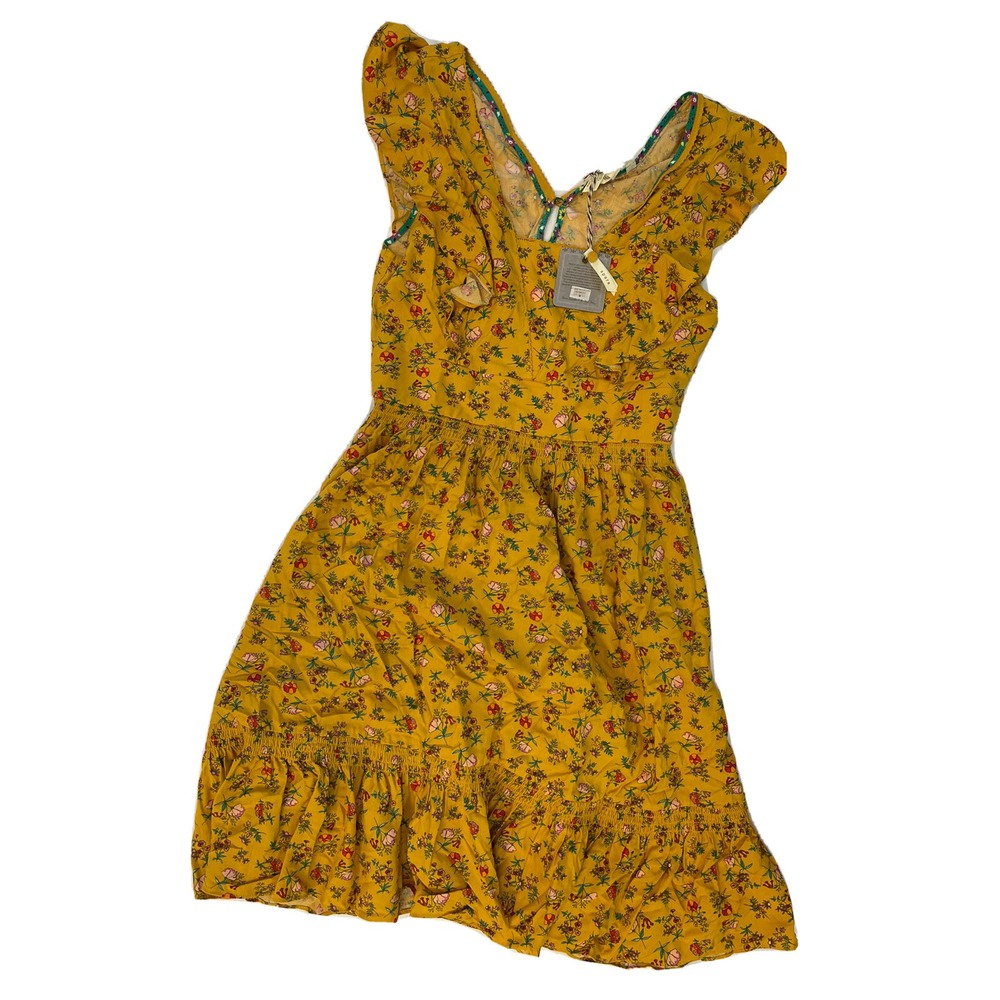 Matilda Jane Dress Fantasy Fancy Womens Small Floral Peasant Boho Yellow SI2